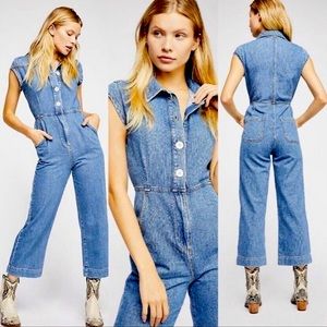 Free People Unchained Melody denim jumpsuit